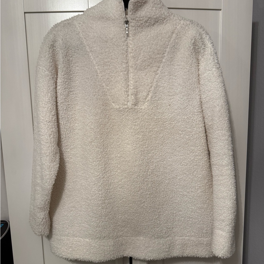 Talbots teddy fur quarter zip sweatshirt